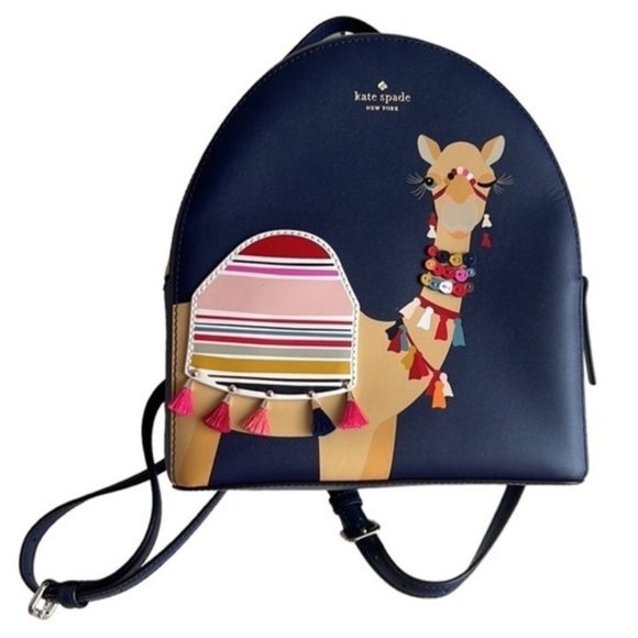 Kate Spade New York Sammi Navy Blue Camel Backpack - Picture 2 of 16